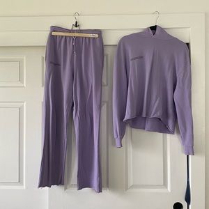 Pangaia Lilac Purple Sweatsuit Trackpants and Cropped Hoodie